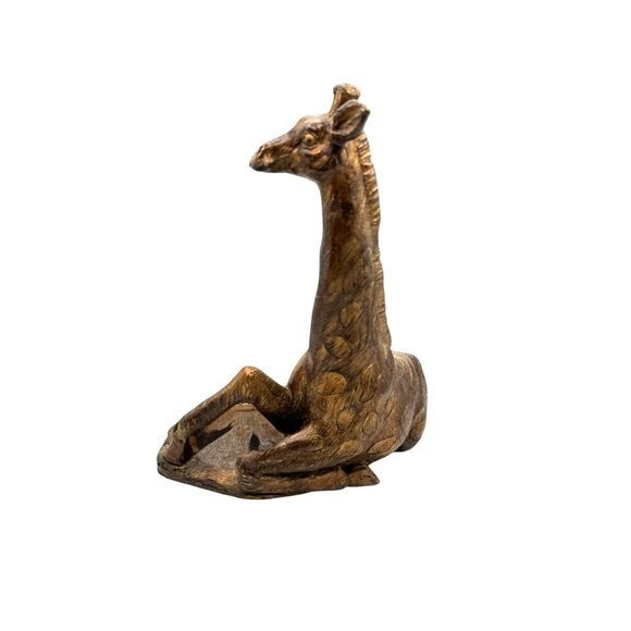 Bronze-Tone Giraffe Sitting Figurine Candle Holder - Picture 4 of 7